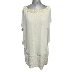 Studio One NY Ivory Special Occasions Collection Dress Floral Lace & Chiffon 16